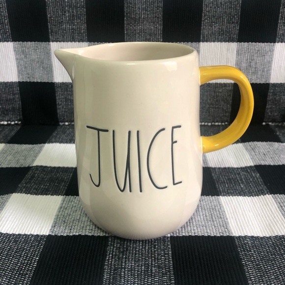 Rae Dunn Other - Rae Dunn “JUICE” Small Pitcher with Yellow Handle (HTF)
